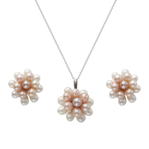 Floral Oval Pearl Set Necklace and Earrings (Purchase Individually) - House Of Pearls